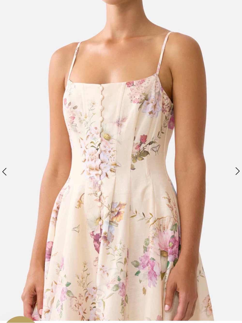 Floral Cream Midi Sundress with Delicate Print - Picture 5 of 12